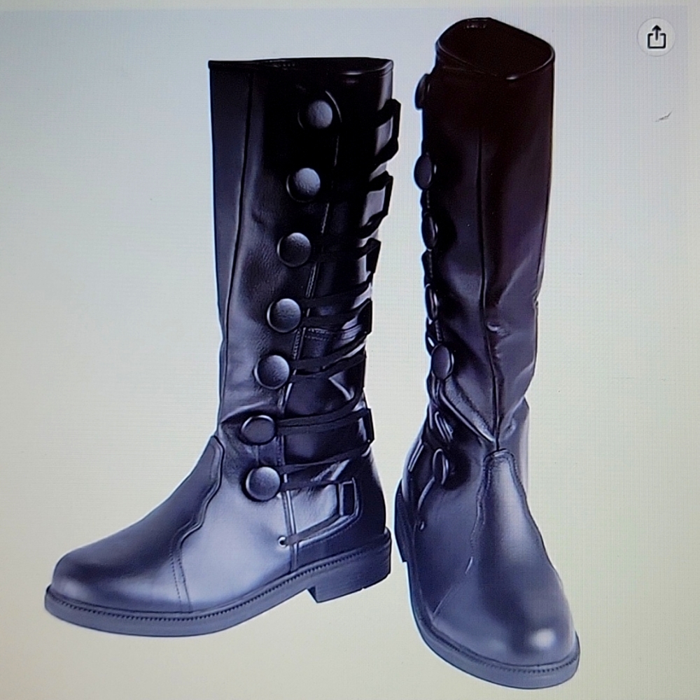 Rubie's mens Dark Galaxy Black High top lace up boots MISSING BUTTON 8/9 …NEW
